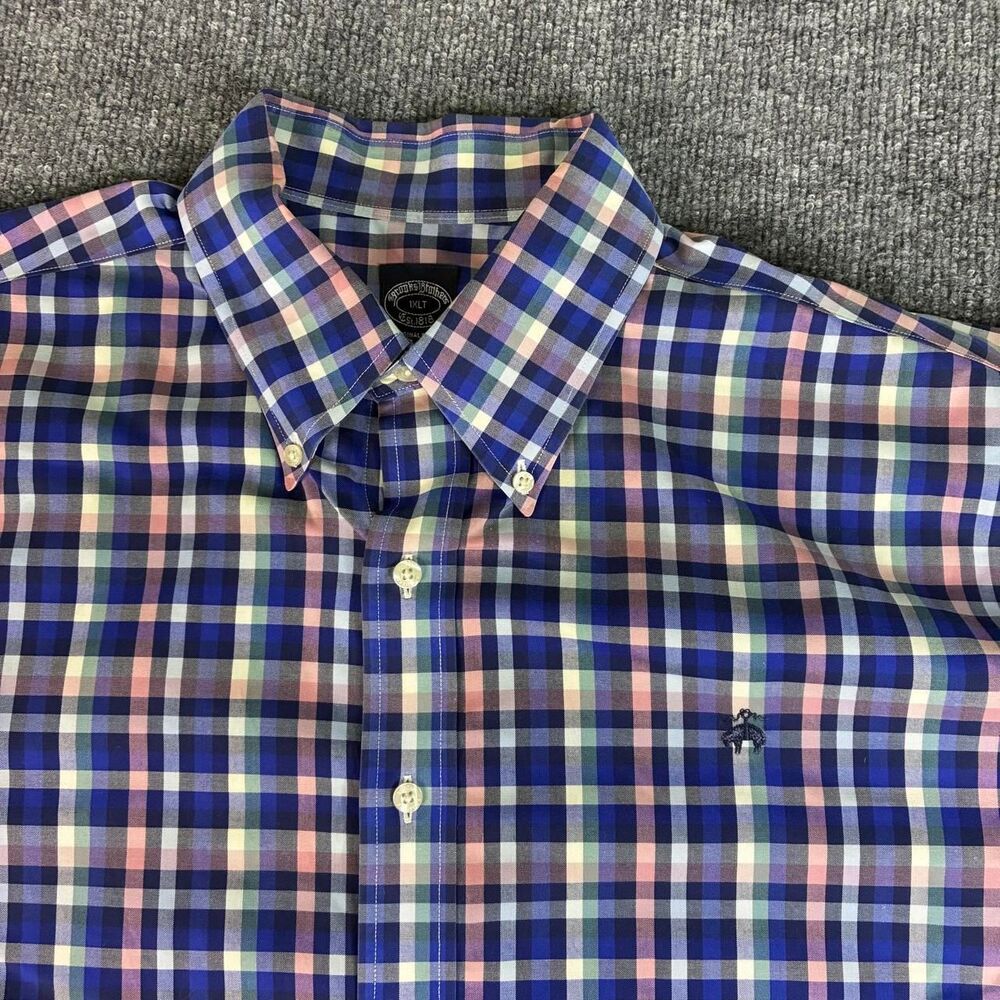 Brooks Brothers 1818 Supima Cotton Plaid Shirt Men’s XLT Multicolor Stretch
